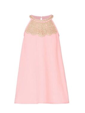 Lily Pulitzer Girls Light Pink Dress with Gold Neckline
